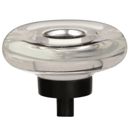 1-3/4" Glacio Round Knob, Crystal/Black Bronze