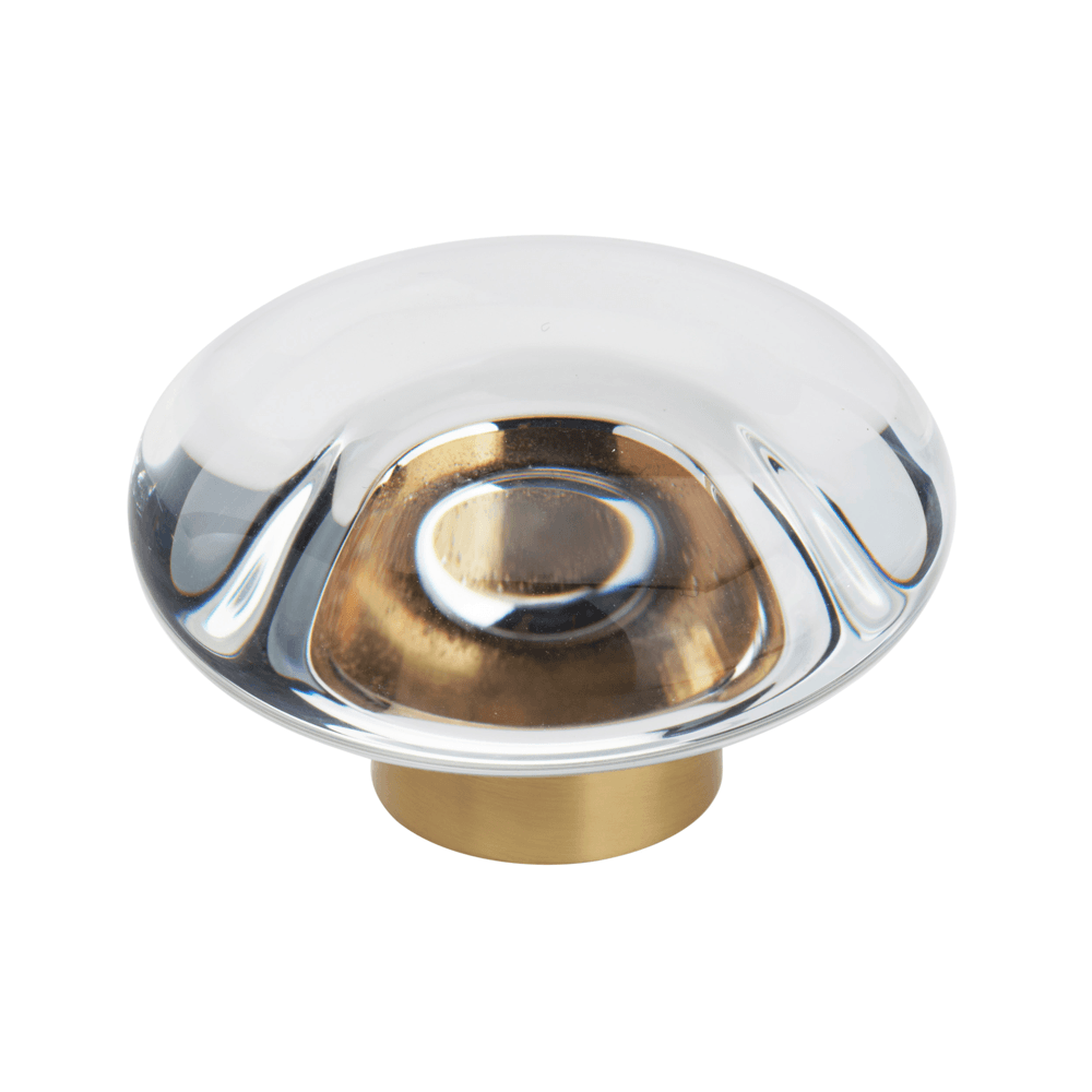1-3/4" Glacio Round Knob, Clear/Champagne Bronze