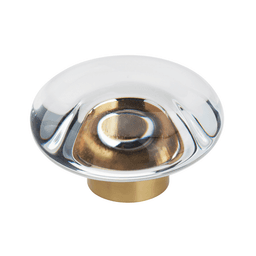 1-3/4" Glacio Round Knob, Clear/Champagne Bronze