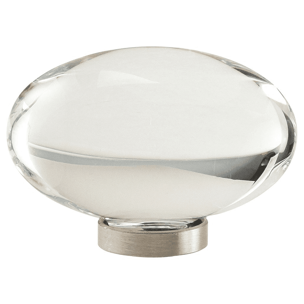1-3/4" Glacio Round Knob, Clear/Satin Nickel