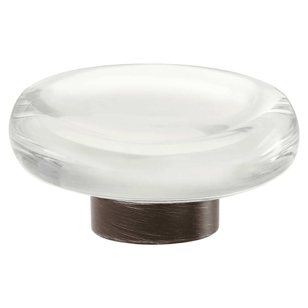 1-3/4" Glacio Crystal Knob, Clear/Oil-Rubbed Bronze