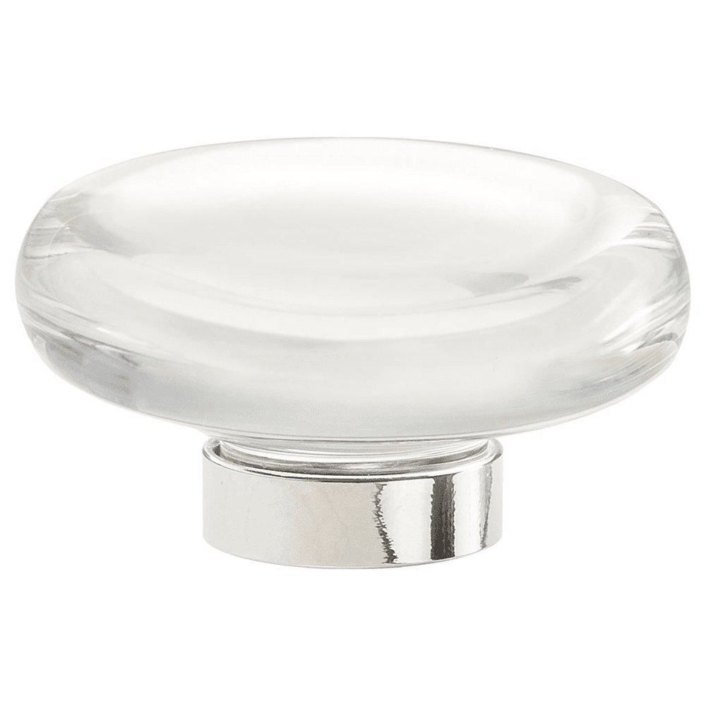 1-3/4" Glacio Round Knob, Clear/Polished Nickel