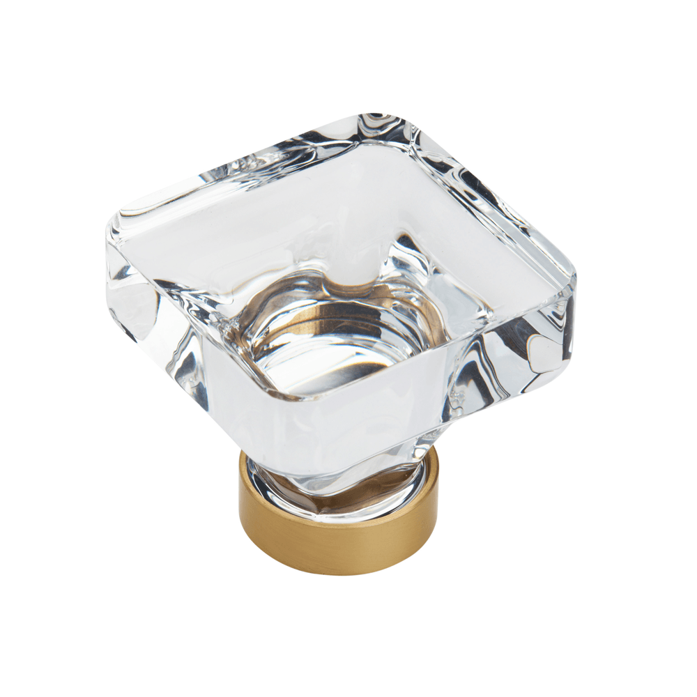 1-3/8" Glacio Crystal Knob, Clear/Champagne Bronze