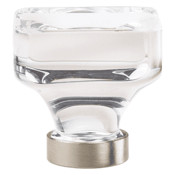 1-3/8" Glacio Crystal Knob, Clear/Satin Nickel
