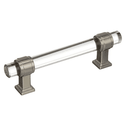3-3/4" Glacio Handle Pull, Clear/Satin Nickel