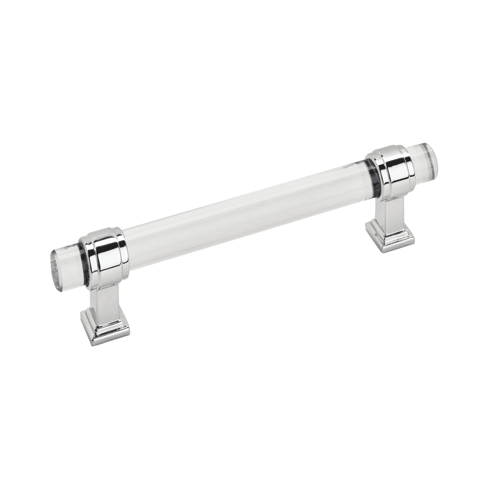 5-1/16" Glacio Glass Door Pull, Clear/Polished Chrome