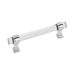 5-1/16" Glacio Glass Door Pull, Clear/Polished Chrome