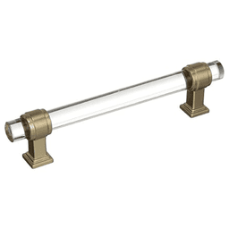 5-1/16" Glacio Glass Door Pull, Clear/Golden Champagne