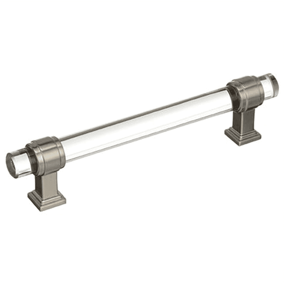 5-1/16" Glacio Glass Door Pull, Clear/Satin Nickel