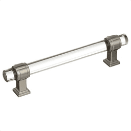 5-1/16" Glacio Glass Door Pull, Clear/Satin Nickel