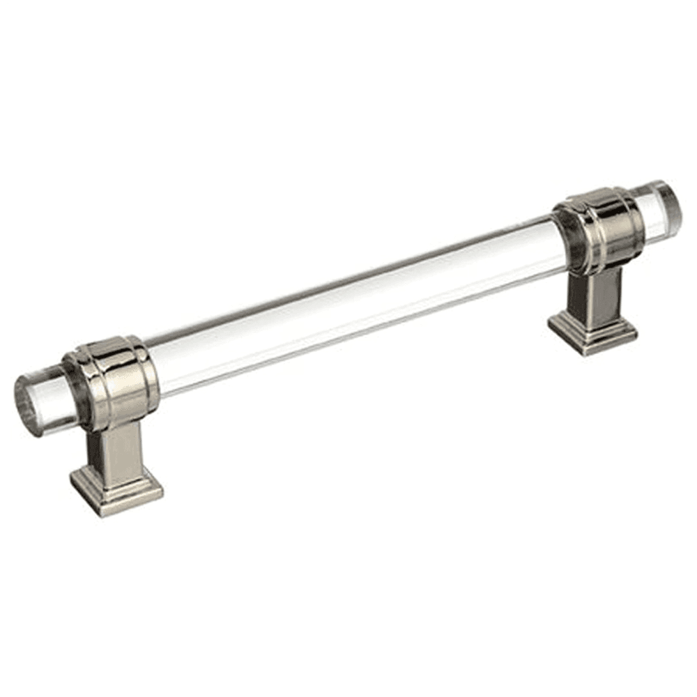 5-1/16" Glacio Glass Door Pull, Clear/Polished Nickel