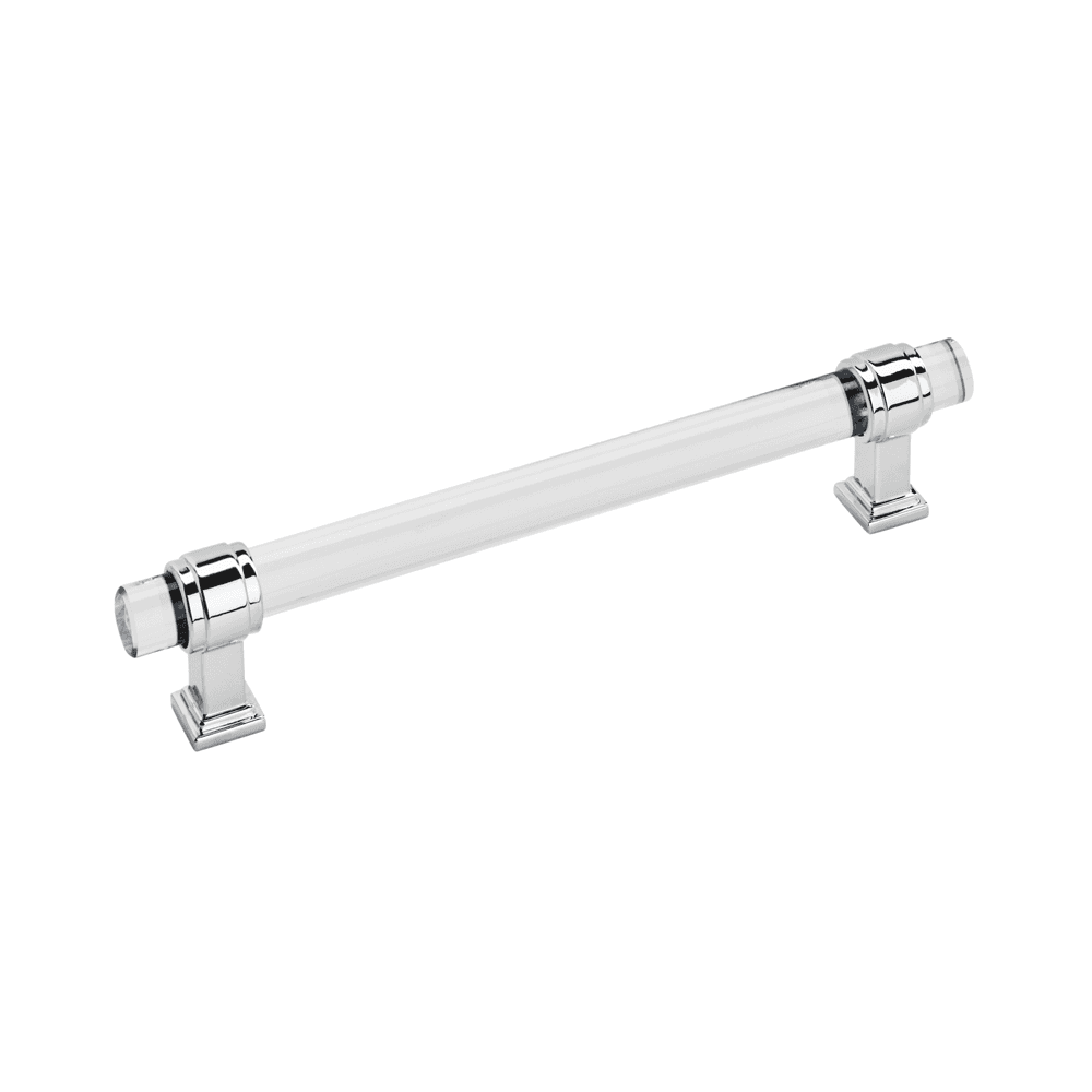 6-5/16" Glacio Glass Door Pull, Clear/Polished Chrome