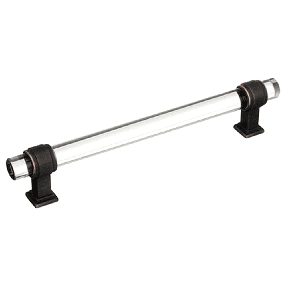 6-5/16" Glacio Glass Door Pull, Clear/Oil-Rubbed Bronze