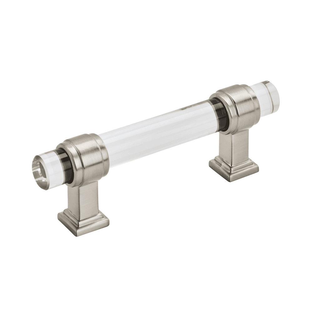 3" Glacio Pull, Clear/Satin Nickel