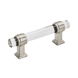 3" Glacio Pull, Clear/Satin Nickel