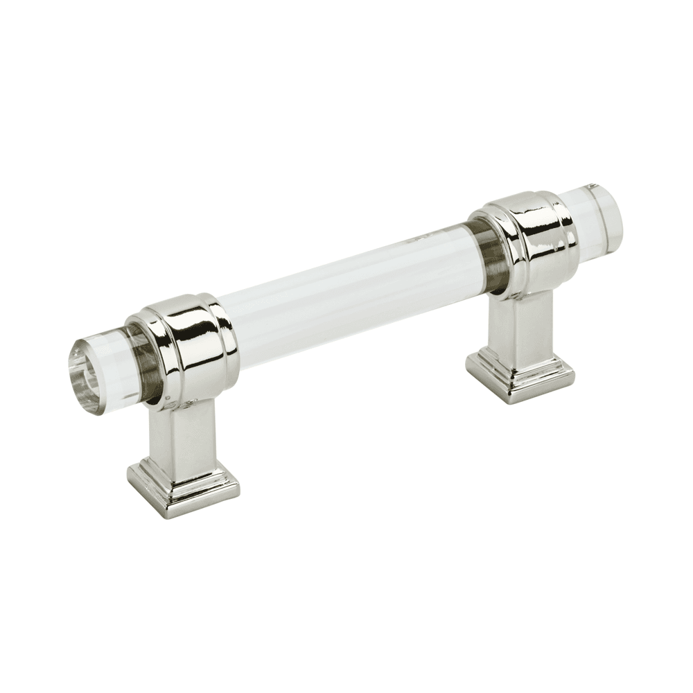 3" Glacio Pull, Clear/Polished Nickel