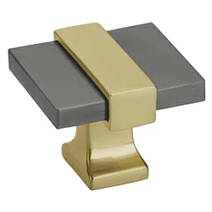 1-3/8" Overton Cabinet Knob, Black Chrome/Brushed Gold