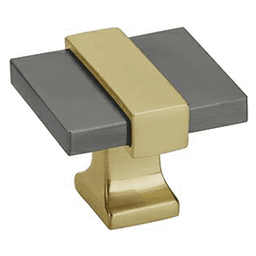 1-3/8" Overton Cabinet Knob, Black Chrome/Brushed Gold