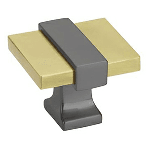 1-3/8" Overton Cabinet Knob, Brushed Gold/Black Chrome