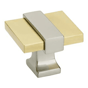 1-3/8" Overton Cabinet Knob, Brushed Gold/Satin Nickel