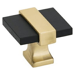 1-3/8" Overton Cabinet Knob, Brushed Matte Black/Brushed Gold