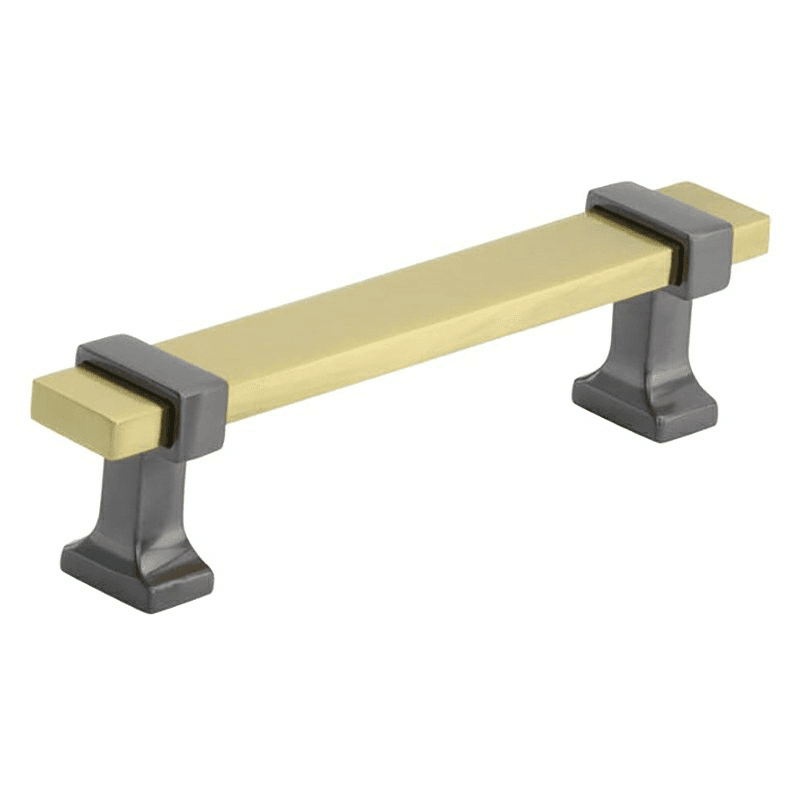 3-3/4" Overton Cabinet Pull, Brushed Gold/Black Chrome
