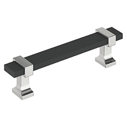 3-3/4" Ovaerton Cabinet Pull, Matte Black/Polished Chrome