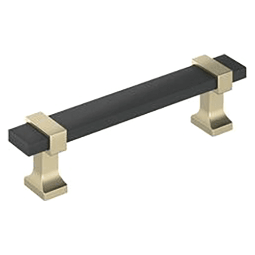 3-3/4" Ovaerton Cabinet Pull, Brushed Matte Black/Golden Champagne