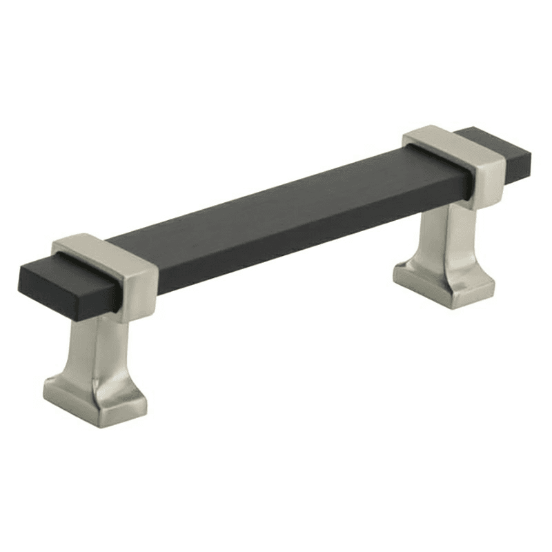 3-3/4" Overton Cabinet Pull, Brushed Matte Black/Satin Nickel