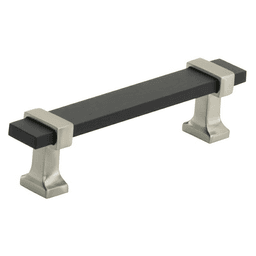 3-3/4" Overton Cabinet Pull, Brushed Matte Black/Satin Nickel
