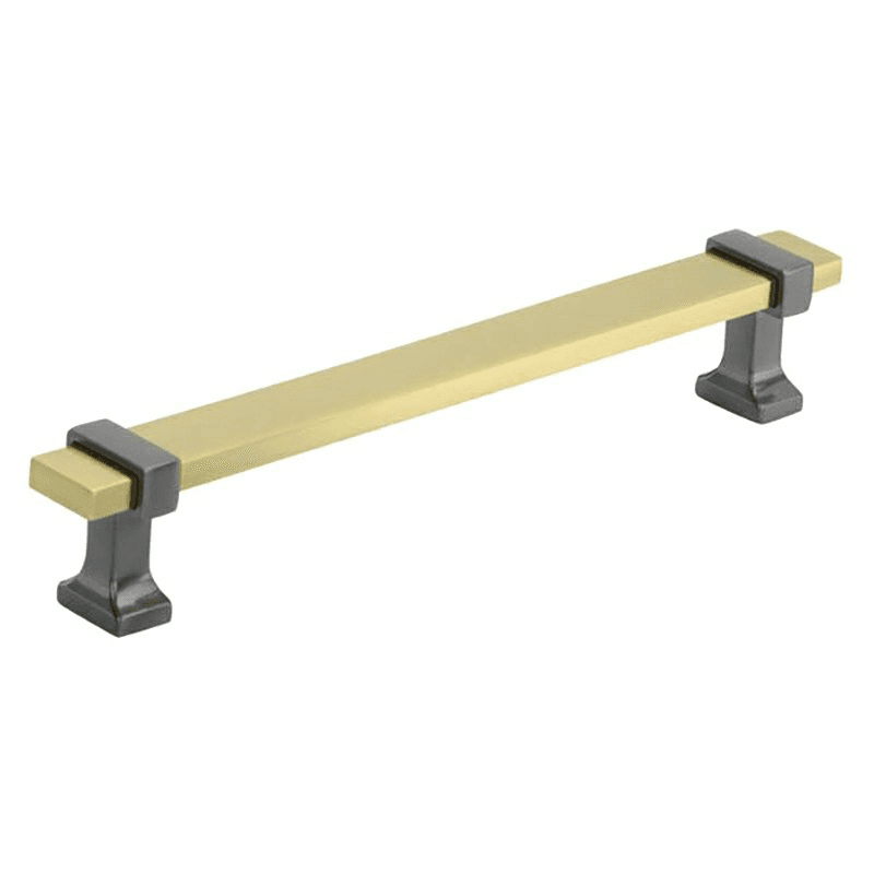 6-5/16" Overton Cabinet Pull, Brushed Gold/Black Chrome