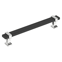6-5/16" Overton Cabinet Pull, Matte Black/Polished Chrome