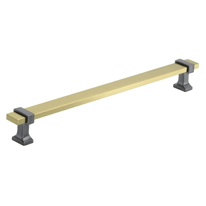 8-13/16" Overton Cabinet Pull, Brushed Gold/Black Chrome