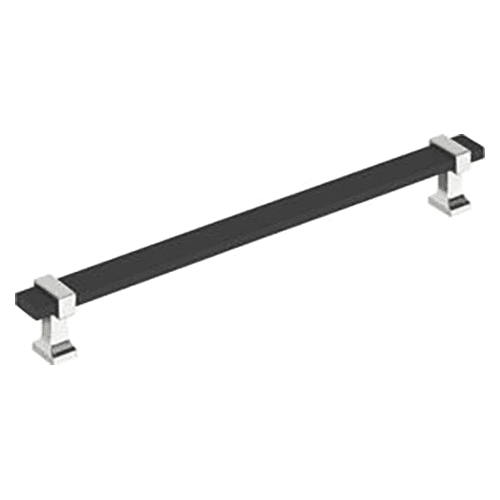 8-13/16" Overton Cabinet Pull, Matte Black/Polished Chrome