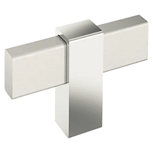 2-3/8" Mulino T-Handle Knob, Satin Nickel/Polished Chrome