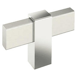 2-3/8" Mulino T-Handle Knob, Satin Nickel/Polished Chrome