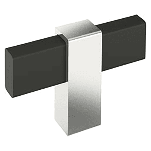 2-3/8" Mulino T-Handle Knob, Matte Black/Polished Chrome