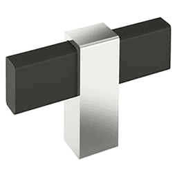 2-3/8" Mulino T-Handle Knob, Matte Black/Polished Chrome
