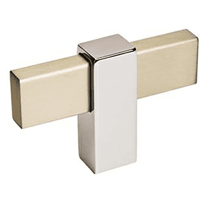 2-3/8" Mulino Cabinet T-Knob, Silver Champagne/Polished Chrome