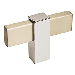 2-3/8" Mulino Cabinet T-Knob, Silver Champagne/Polished Chrome