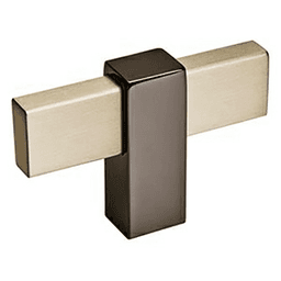 2-3/8" Mulino Cabinet T-Knob, Silver Champagne/Black Nickel