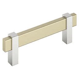 3-3/4" Mulino Cabinet Pull, Golden Champagne/Polished Chrome