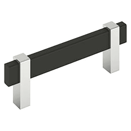 3-3/4" Mulino Cabinet Pull, Matte Black/Polished Chrome