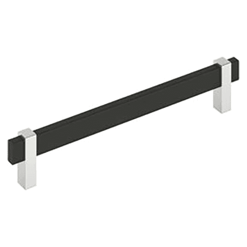 7-9/16" Mulino Cabinet Pull, Matte Black/Polished Chrome