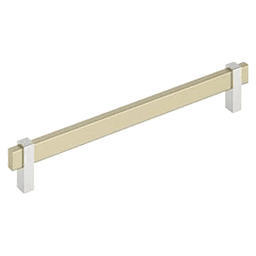 8-13/16" Mulino Cabinet Pull, Golden Champagne/Polished Chrome