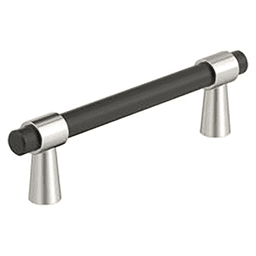 3-3/4" Mergence Cabinet Pull, Matte Black/Polished Chrome