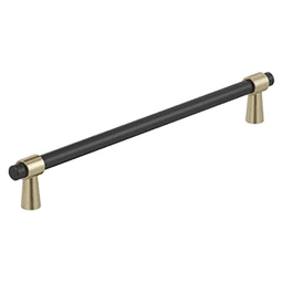 8-13/16" Mergence Cabinet Pull, Matte Black/Golden Champagne