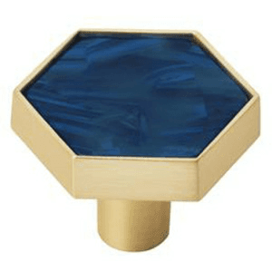 1-5/16" Accents Cabinet Knob, Gold/Navy Blue