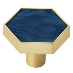 1-5/16" Accents Cabinet Knob, Gold/Navy Blue