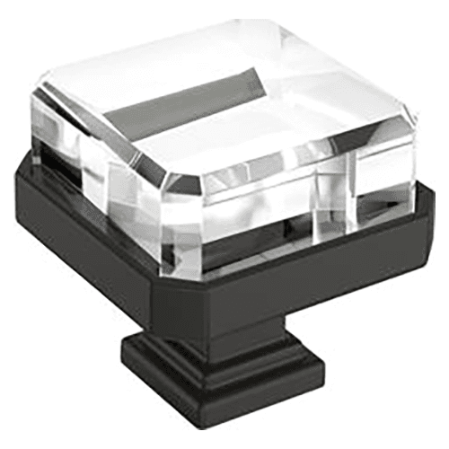 1-3/8" Glacio Premium Square Cabinet Knob, Clear/Black Bronze